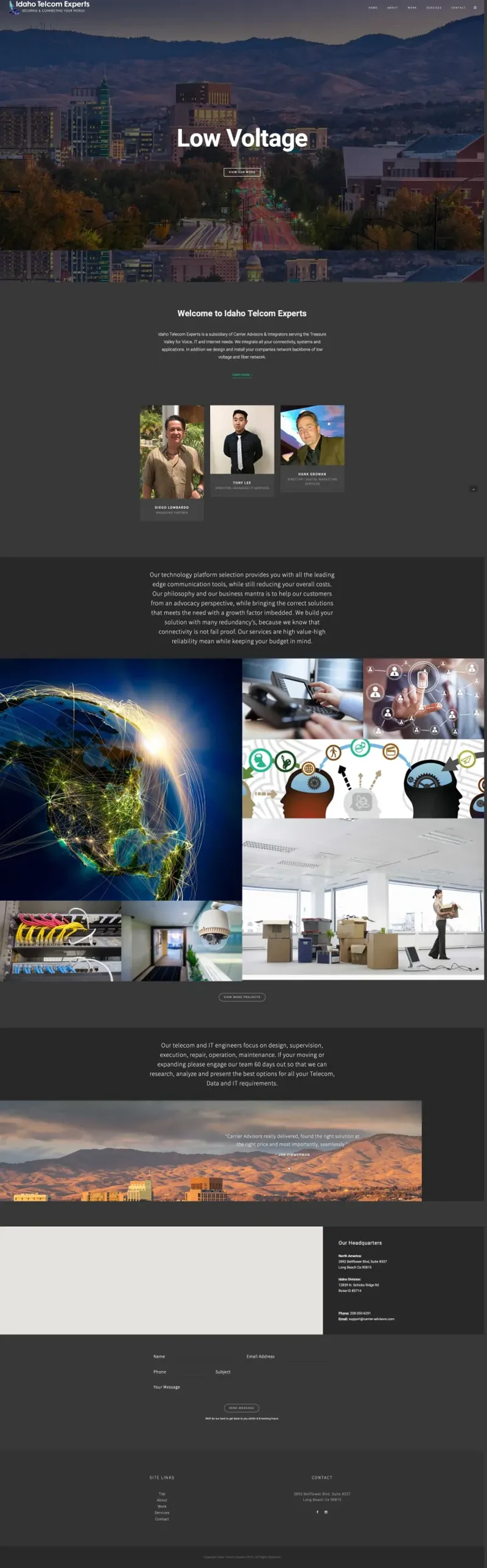 Idaho Telcom Experts website screenshot