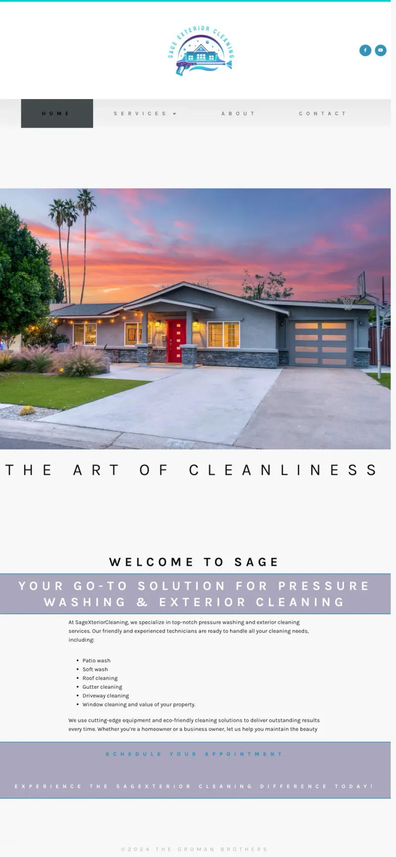 SAG Exterior Cleaning website screenshot