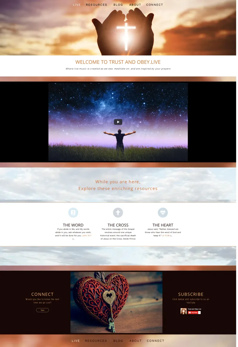 Trust and Obey website screenshot